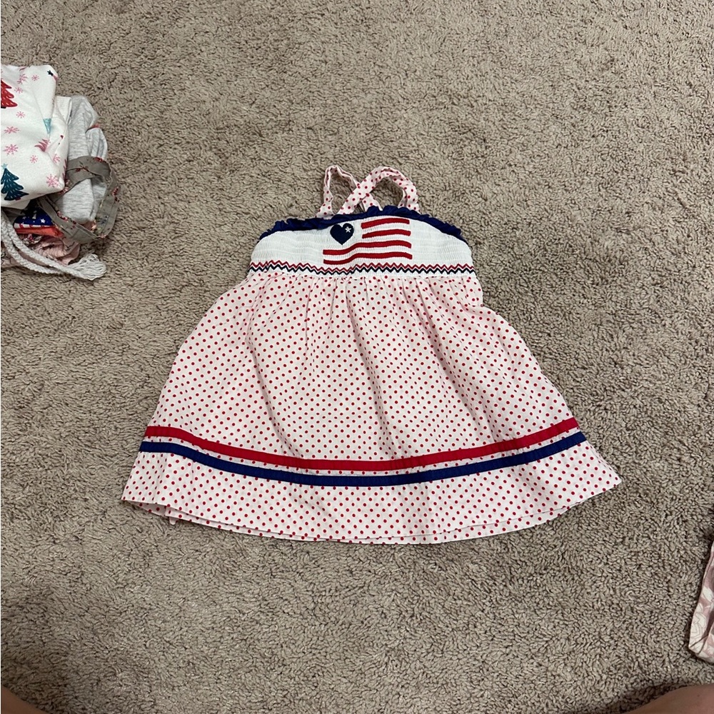 Patriotic Polka Dot Dress with Heart and Flag